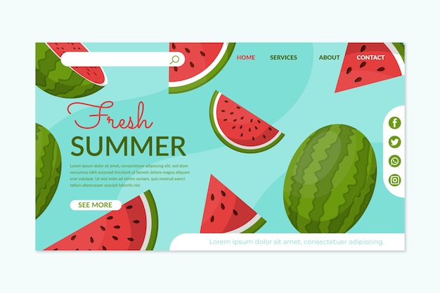 Free vector flat summer landing page template