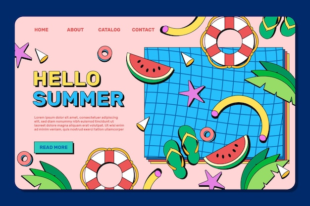 Free vector flat summer landing page template