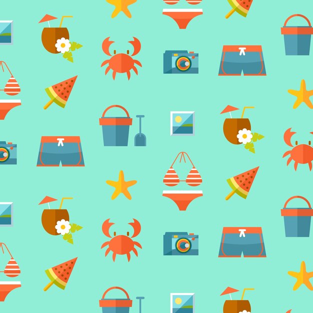 Flat summer objects pattern 