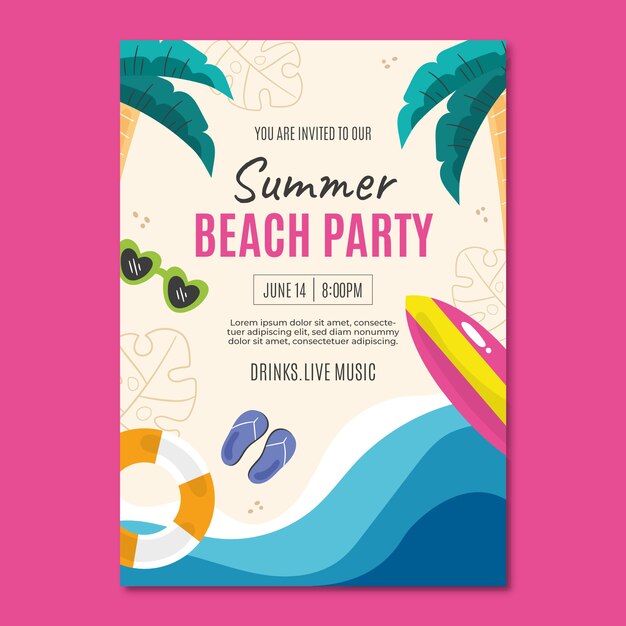 Flat summer party invitation