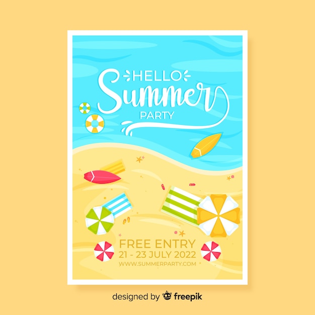 Flat summer party poster template