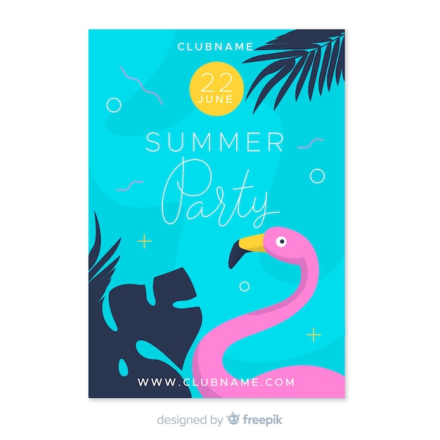 Free vector flat summer party poster template