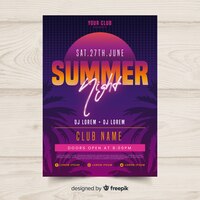 Flat summer party poster template