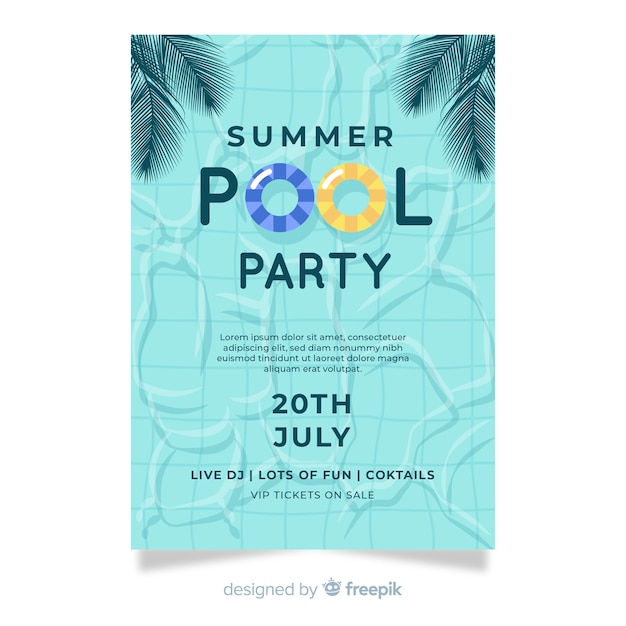 Free vector flat summer party poster template