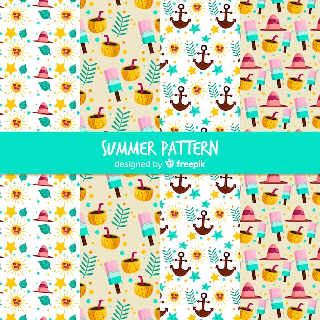 플랫 여름 패턴 컬렉션