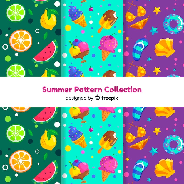 Vettore gratuito collezione flat summer pattern