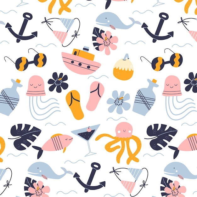 Flat summer pattern design