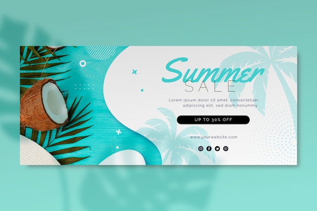 Flat summer sale banner template with photo