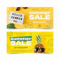 Free vector flat summer sale banner template with photo