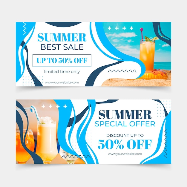 Flat summer sale banner with photo