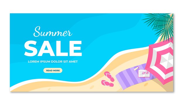 Flat summer sale horizontal banner template