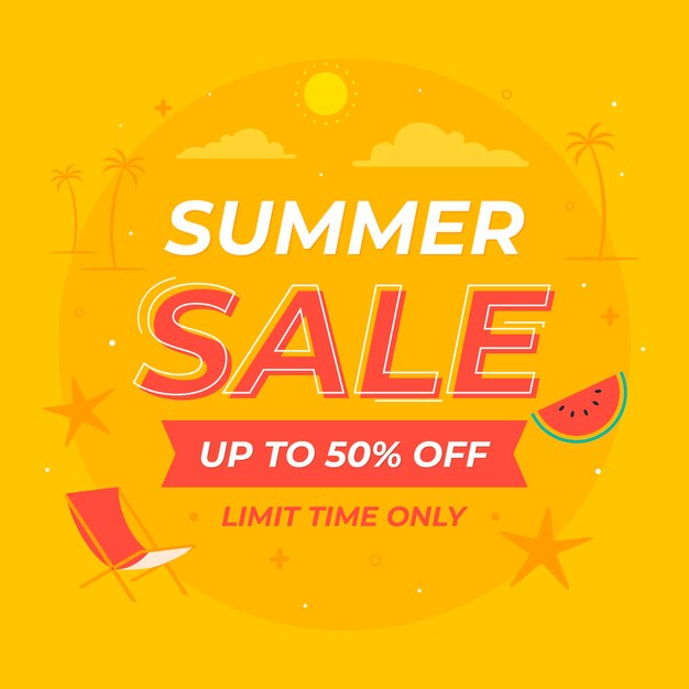 Flat summer sale illustration