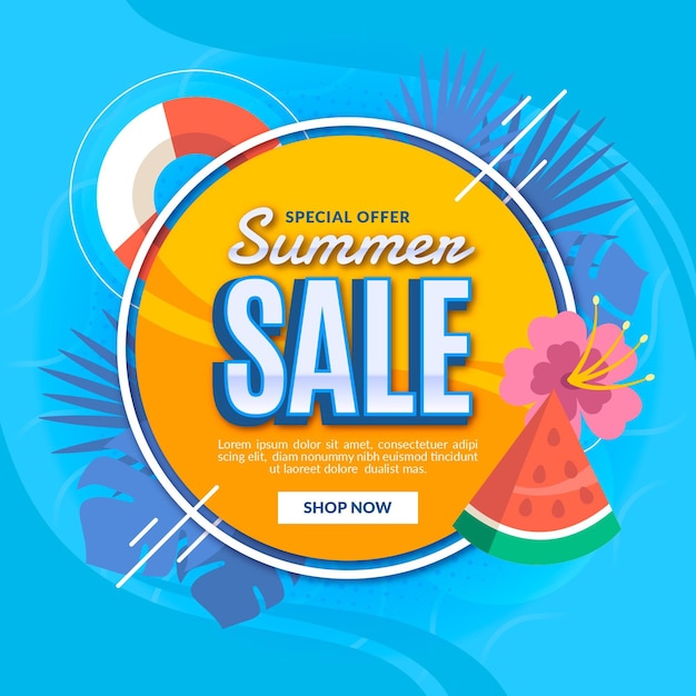 Flat summer sale illustration