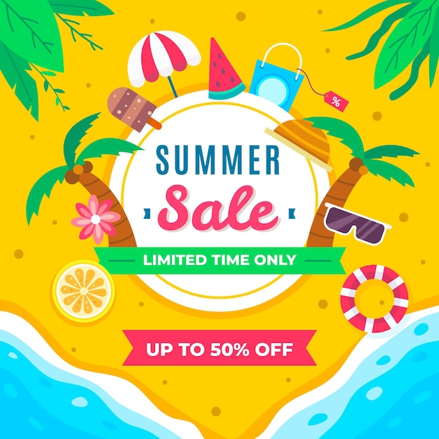 Flat summer sale illustration