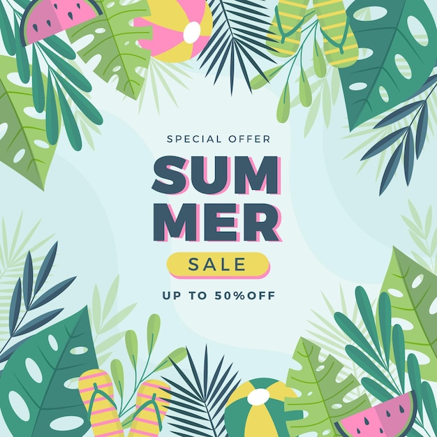 Flat summer sale illustration