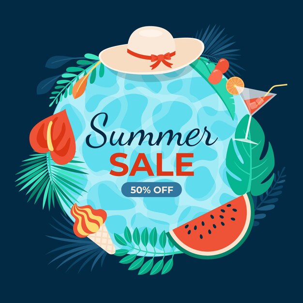 Flat summer sale illustration