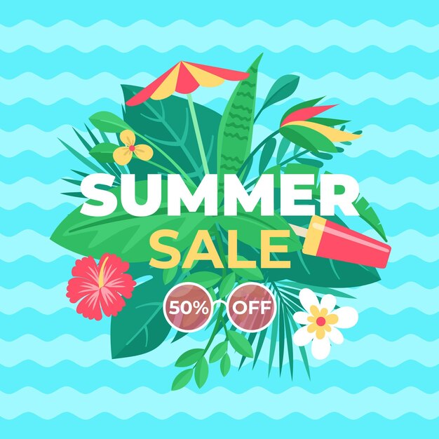 Flat summer sale illustration