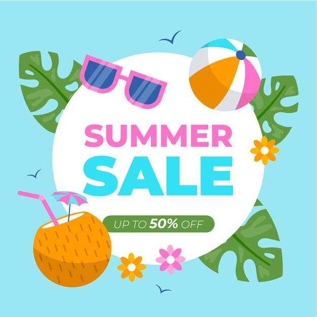 Free vector flat summer sale illustration