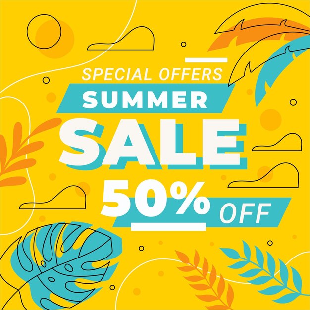 Flat summer sale illustration