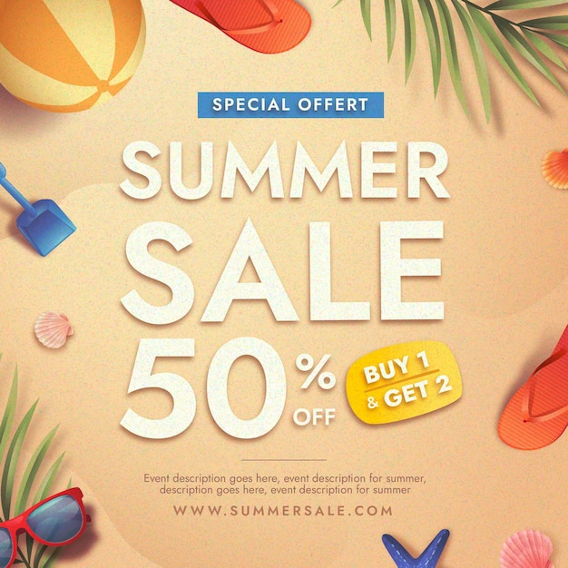 Flat summer sale illustration