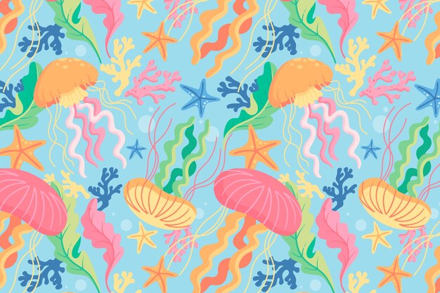 Flat summer season pastel pattern design