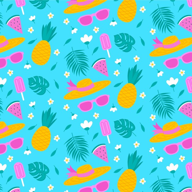 Flat summer season pastel pattern design