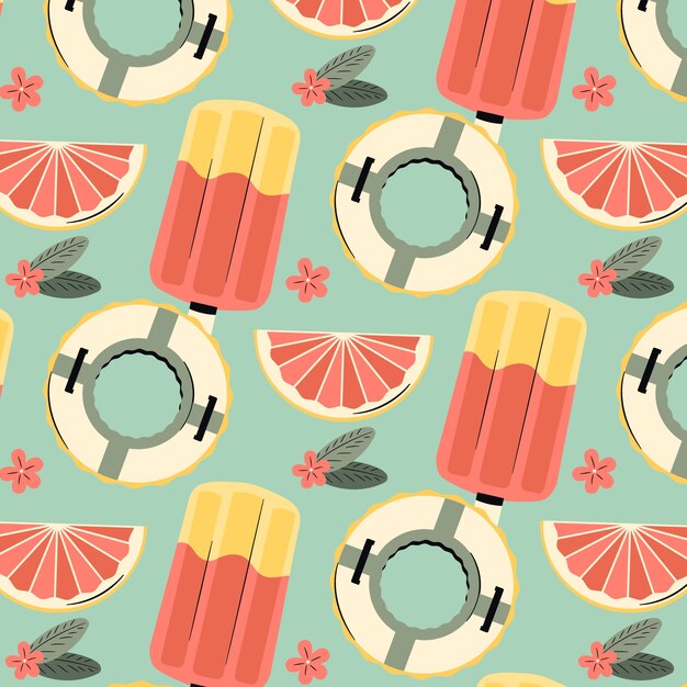 Flat summer season pastel pattern design