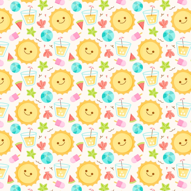 Free vector flat summer season pastel pattern design