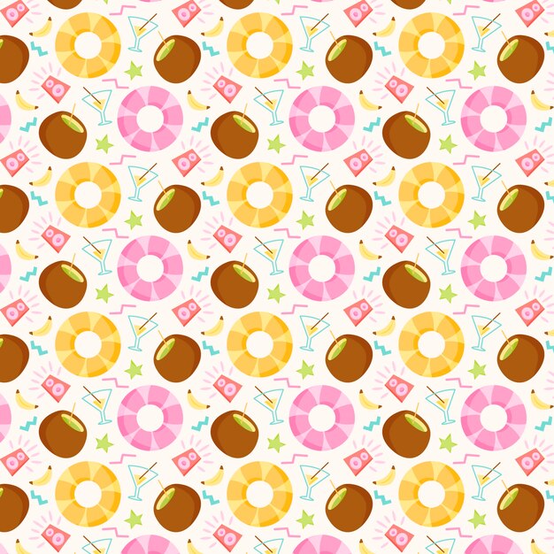 Free vector flat summer season pastel pattern design