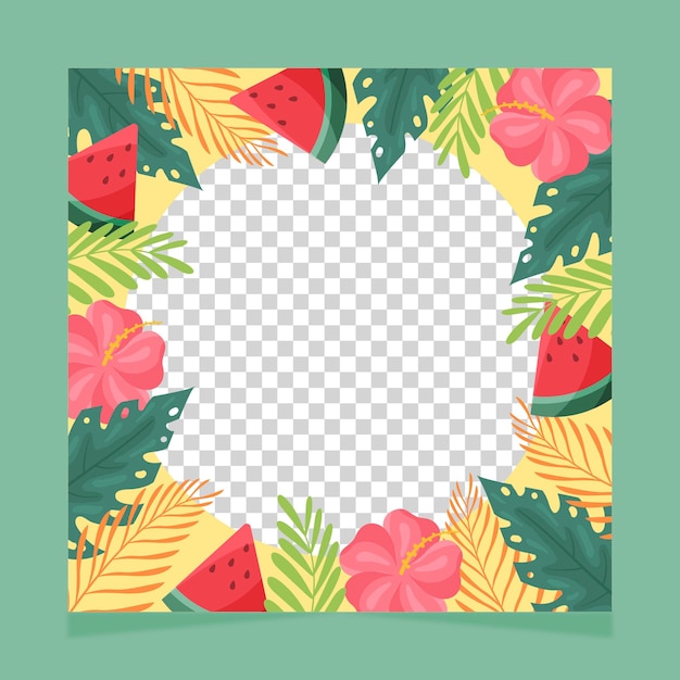 Free vector flat summer social media frame template