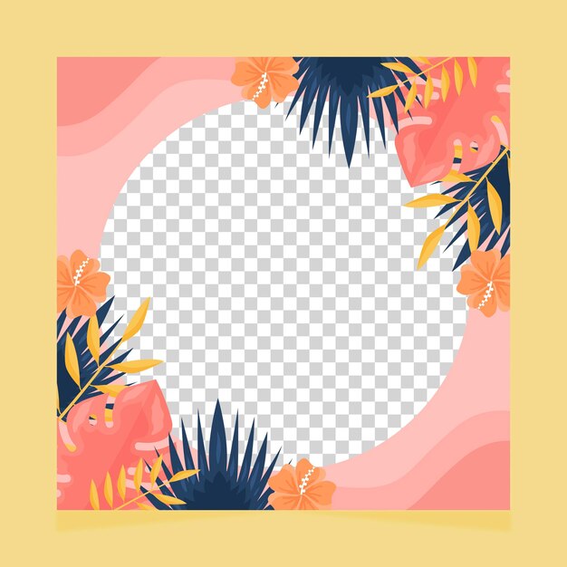 Flat summer social media frame template