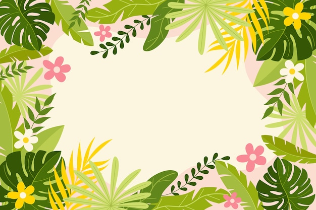 Free vector flat summer tropical background with vegetation