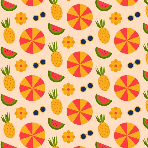 Flat summer tropical pattern