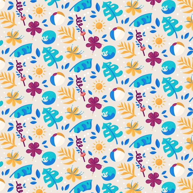 Free vector flat summer tropical pattern