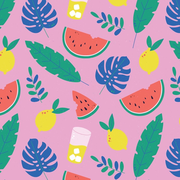 Flat summer tropical pattern