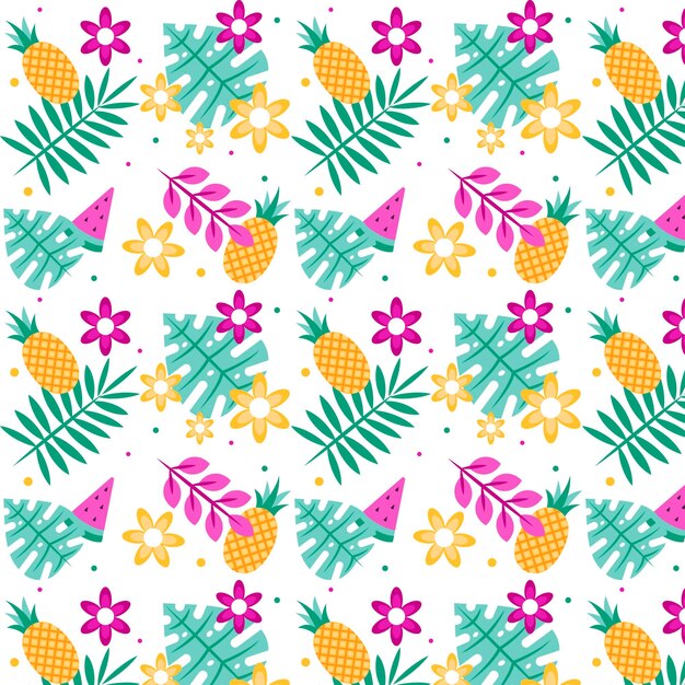 Flat summer tropical pattern