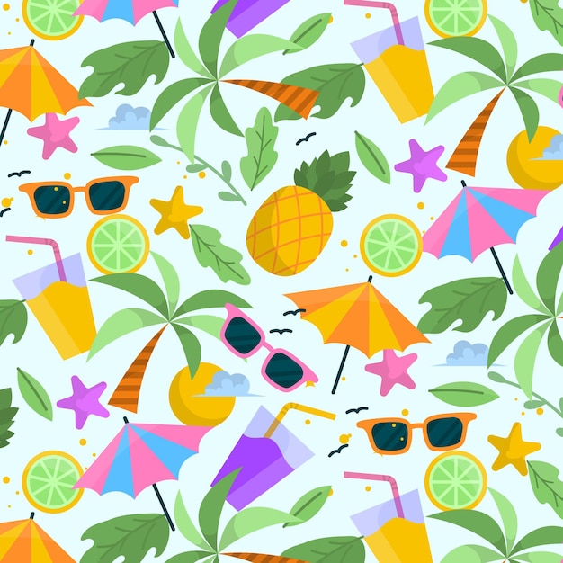 Free vector flat summer tropical pattern