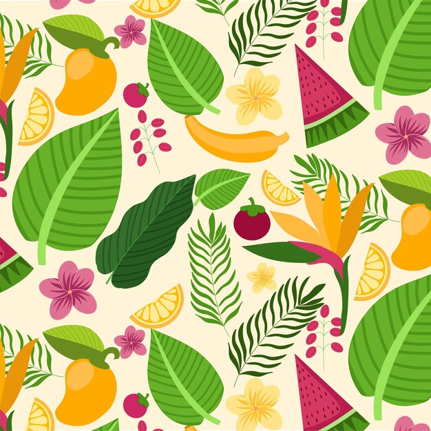 Flat summer tropical pattern