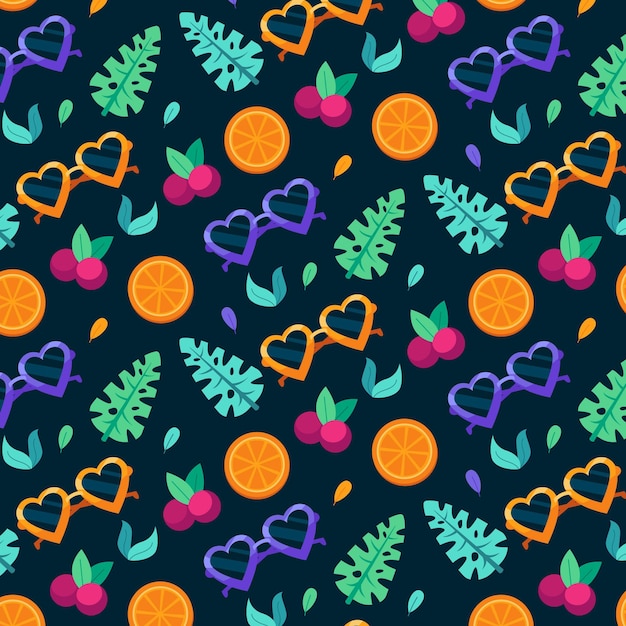 Free vector flat summer tropical pattern