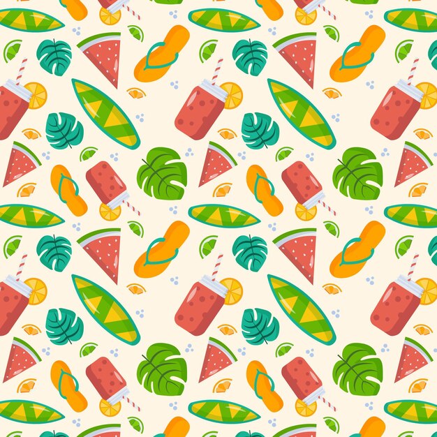 Flat summer tropical pattern