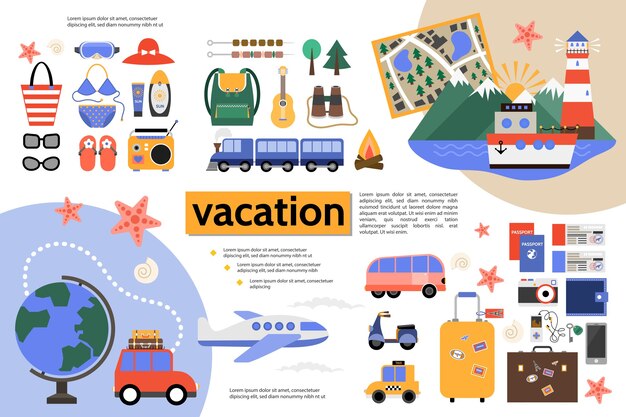 Flat summer vacation infographic concept