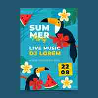 Free vector flat summer vertical poster template