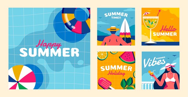 Flat summer vibes illustration with