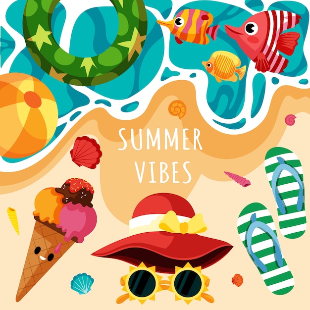 Free vector flat summer vibes illustration