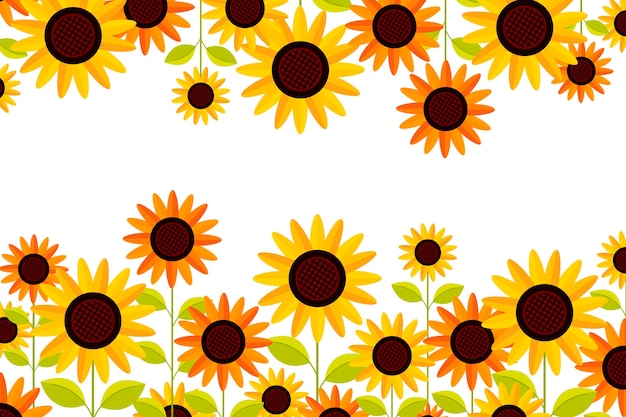 Flat sunflower border with copy space