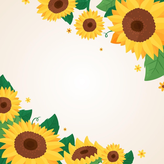 Flat sunflower border with empty space