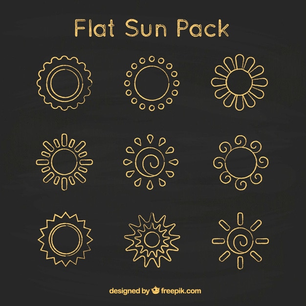 Free vector flat suns on blackboard
