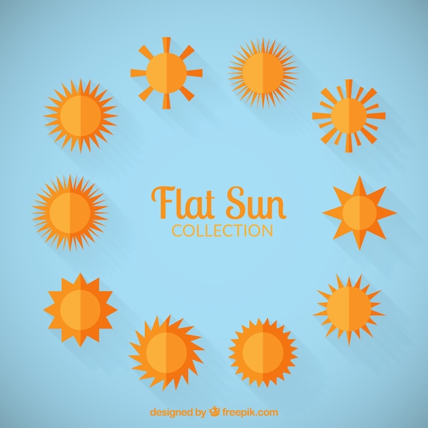 Free vector flat suns collection