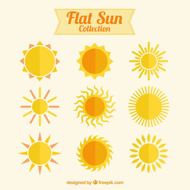 Free vector flat suns collection