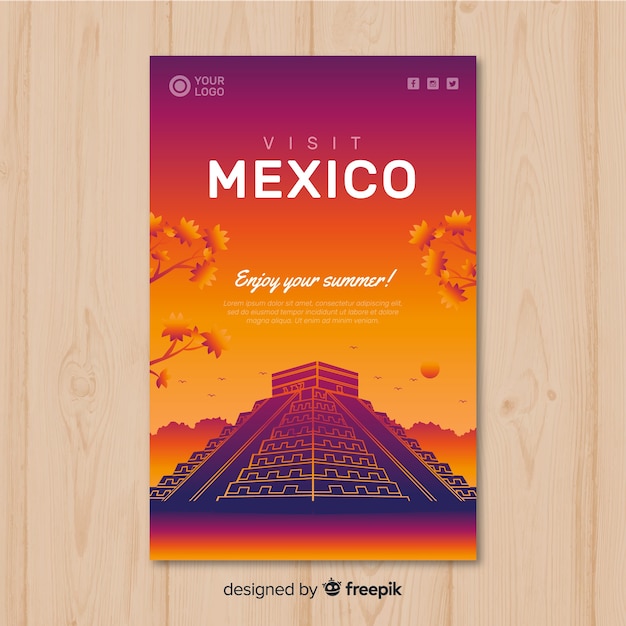 Free vector flat sunset travel poster